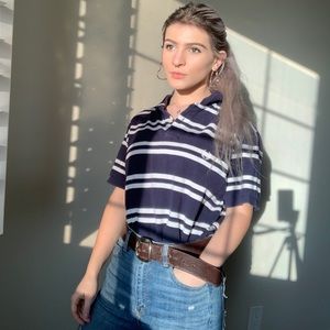 Chaps navy blue collared shirt